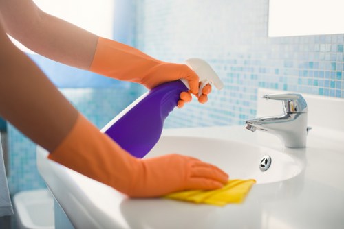 Professional carpet cleaning equipment in use