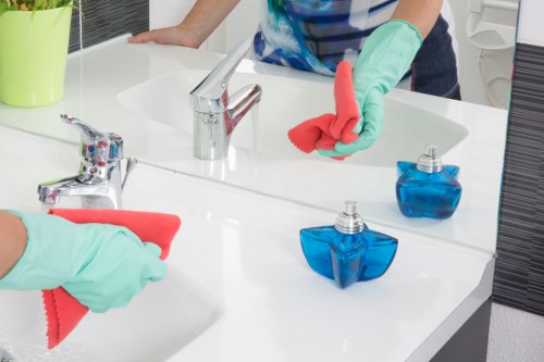 Using protective gear while handling cleaning products