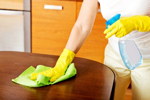 Team member completing a final safe cleaning check